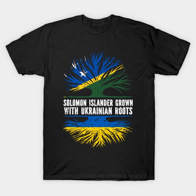 Solomon Islander Grown with Ukrainian Roots Flag T-Shirt by silvercoin